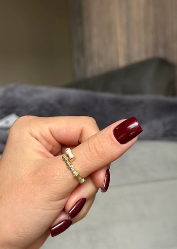 Diğer Beyaz Boncuklu Minimalist Yüzük