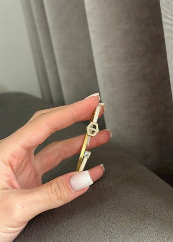 Beden altın Renk Altın Renkli Elastik Minimalist Bileklik Çelik