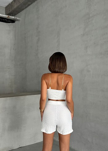 Diğer Beyaz şort etek & zincir askılı Crop
