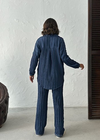 Diğer Navy Lacivert Pilili Denim Kadın Takım
