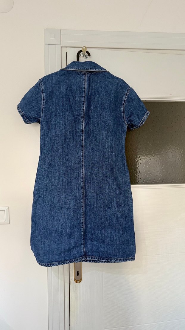 Kısa Kollu Denim Mini Elbise - Görsel 4