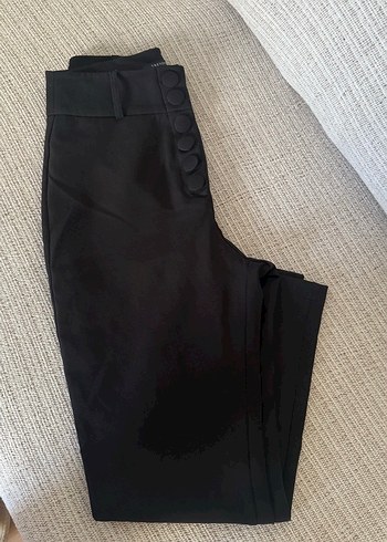 Düğmeli Siyah Kadın Kumaş Cigarette Pantolon