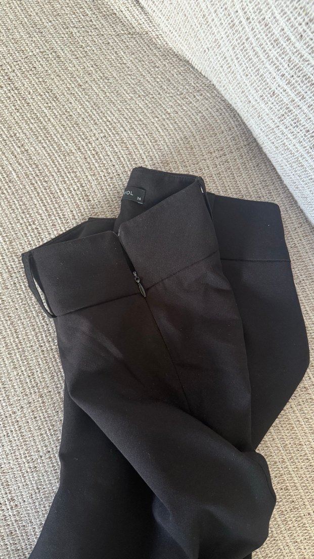 Düğmeli Siyah Kadın Kumaş Cigarette Pantolon - Görsel 3