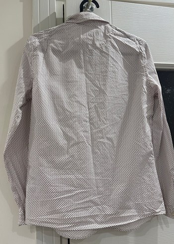 Düğmeli Bordo Desenli Pamuklu Kadın Gömlek - Görsel 4