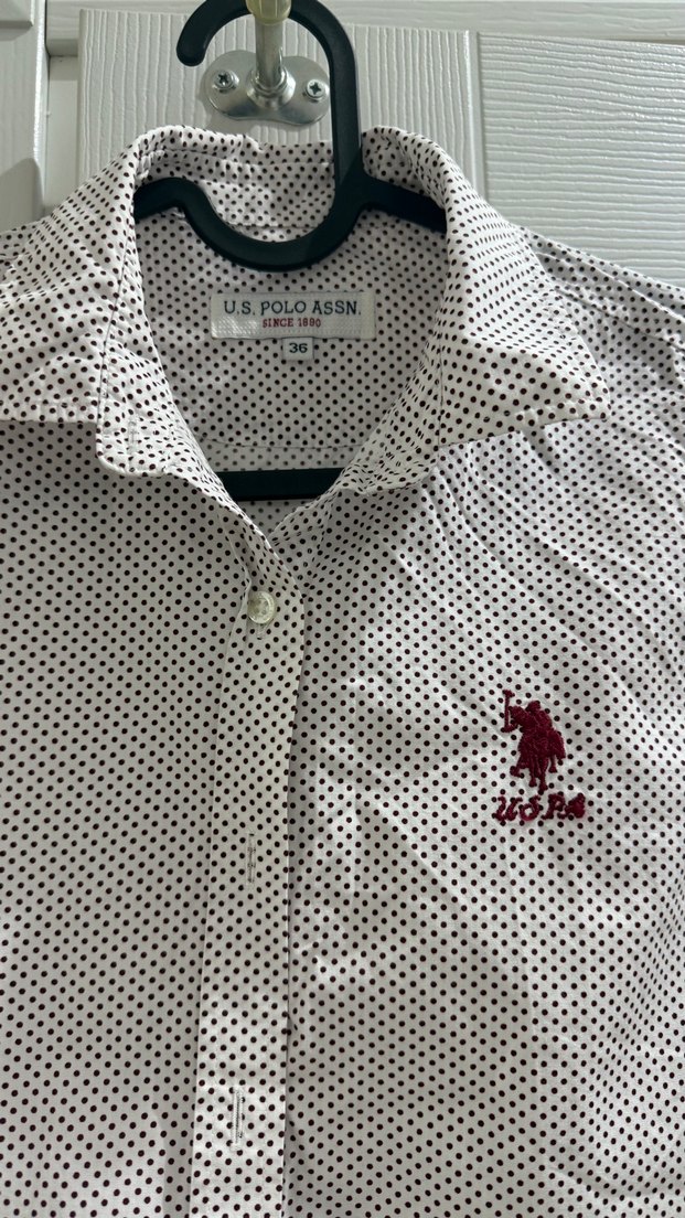 Düğmeli Bordo Desenli Pamuklu Kadın Gömlek - Görsel 2