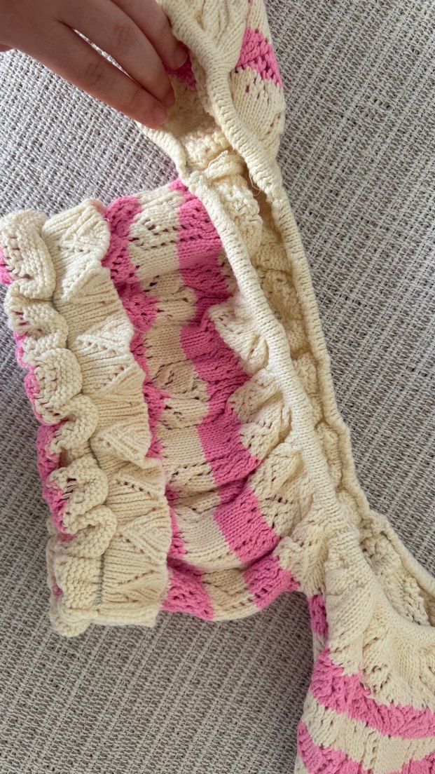 Kadın Pembe Nakışlı Bohem Triko Crop - Görsel 3