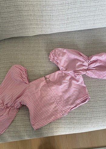 36 Beden Pembe Crop Bluz