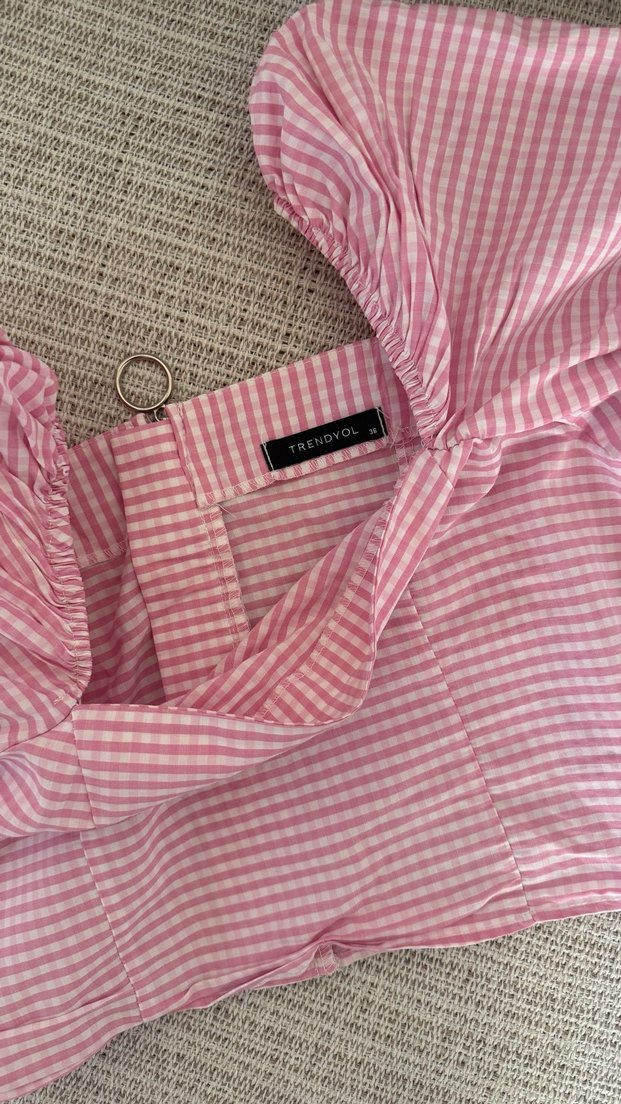 Pembe Crop  Bluz - Görsel 2