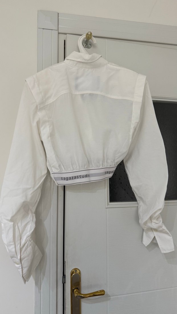 Düğmeli Beyaz Mini Gömlek - Görsel 4