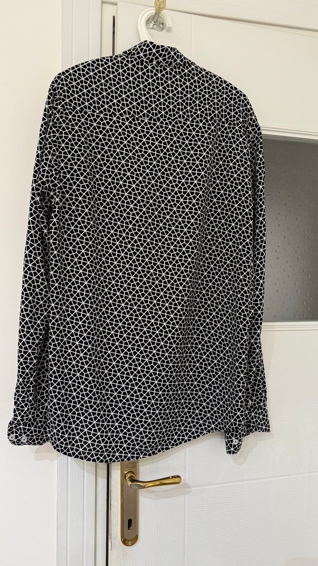 Uzun Kollu Siyah Desenli Erkek Gömlek - Görsel 3