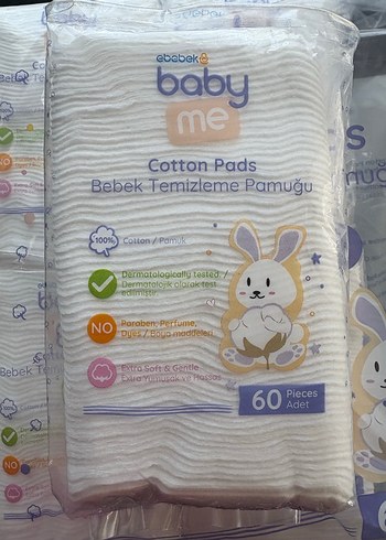  Beden Bebek Temizleme Pamuğu 60 Adet x5 paket
