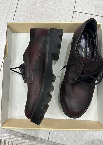 Bordo Deri Kadın Klasik Topuklu Ayakkabı - Görsel 2