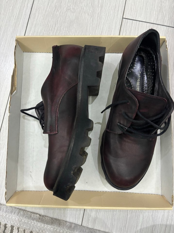 Bordo Deri Kadın Klasik Topuklu Ayakkabı - Görsel 2