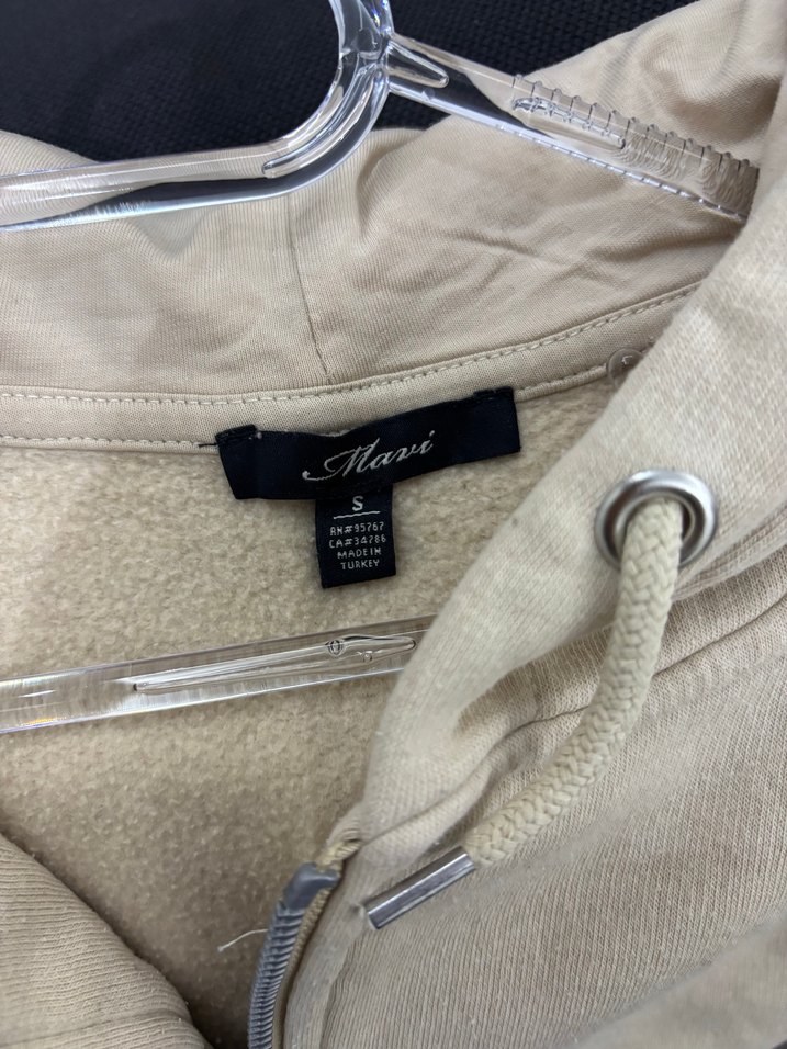 Bej Kapüşonlu Fermuarlı Kadın Sweatshirt - Görsel 3