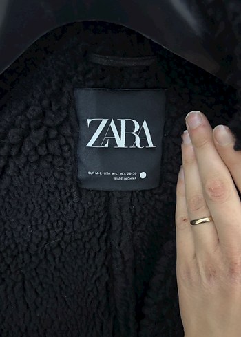 Kürklü Siyah Deri Kadın Uzun Ceket - Görsel 9