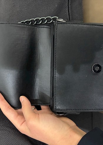 Siyah Deri Tokalı Kadın Çanta - Görsel 5