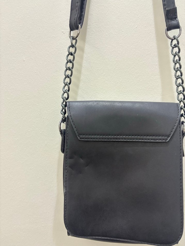 Siyah Deri Tokalı Kadın Çanta - Görsel 4