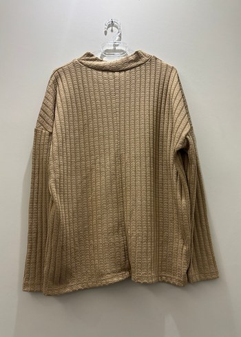 Bej Yüksek Yakalı Kadın Triko Kazak - Görsel 2