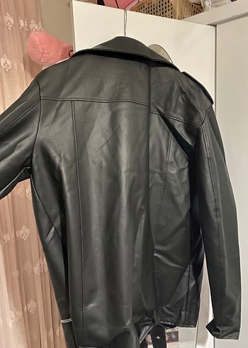 Siyah Deri Biker Ceket - Görsel 4