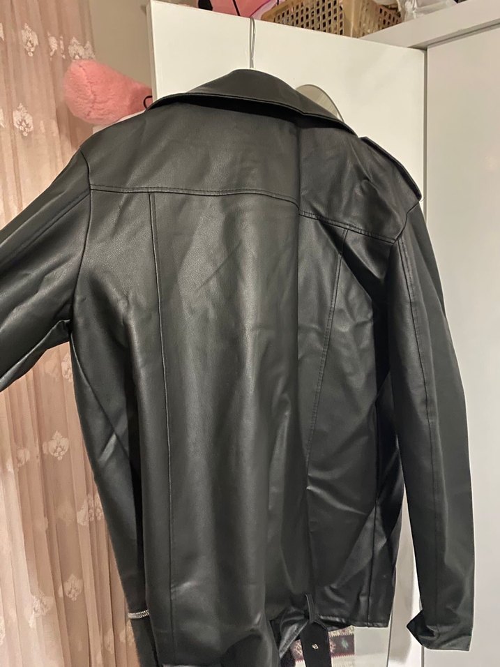 Siyah Deri Biker Ceket - Görsel 4