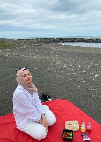 Bej pamuklu şal - Görsel 3