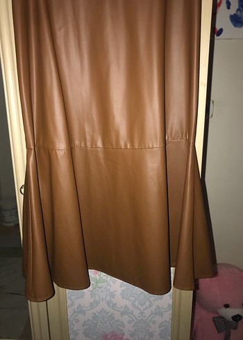 Kahverengi  Deri Uzun Etek - Görsel 3