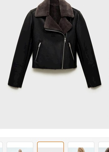 Gri Kürklü Biker Ceket - Görsel 2