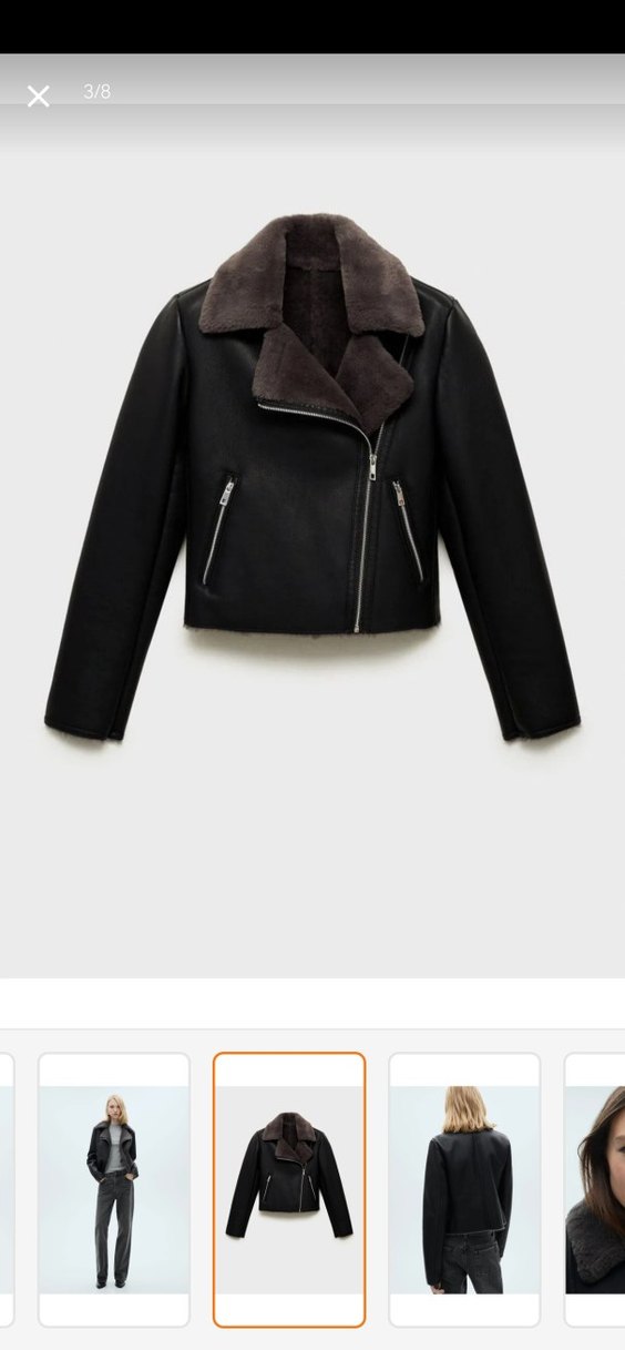 Gri Kürklü Biker Ceket - Görsel 2