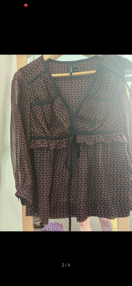 Bordo Uzun Kollu V Yaka Bağlamalı Bluz - Görsel 2