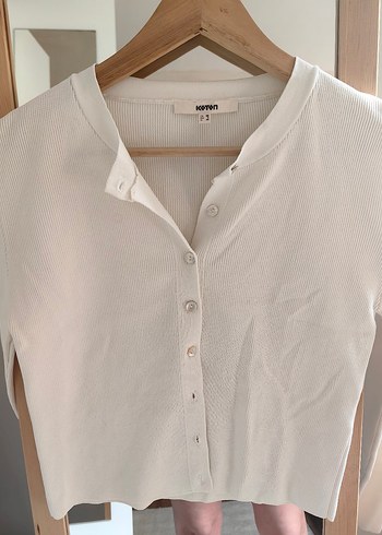 Beyaz V Yaka Kadın Hırka - Görsel 4