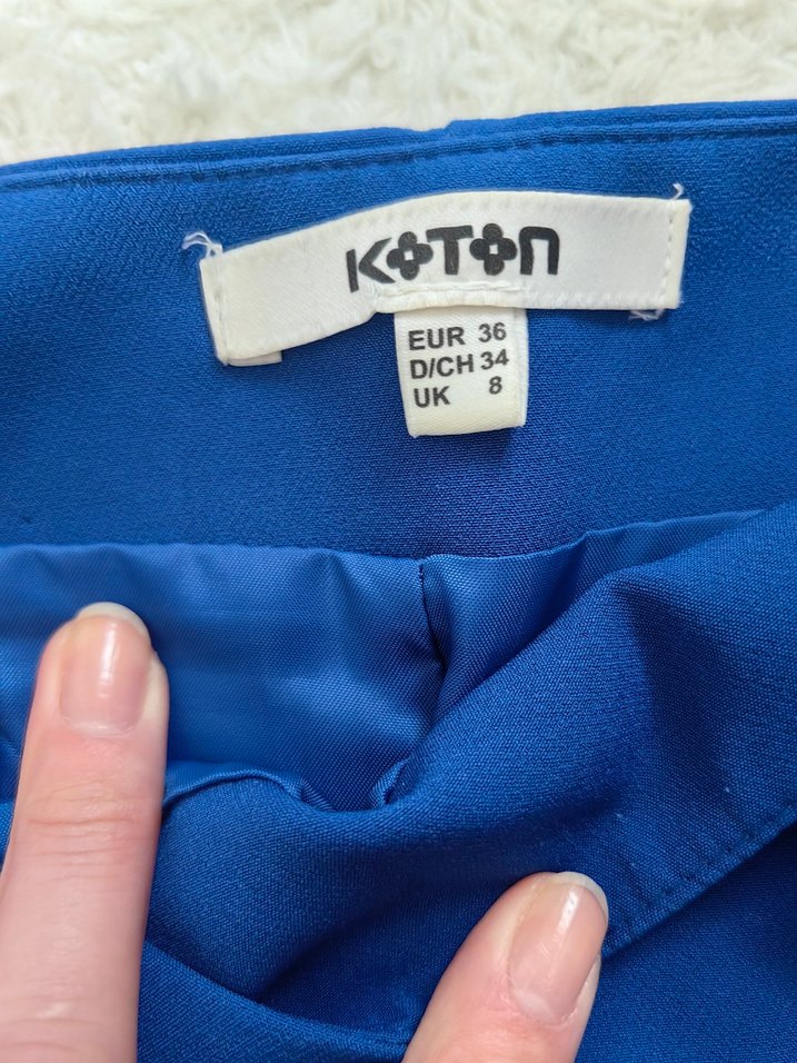 Parlak Mavi Fırfırlı Mini Etek - Görsel 3