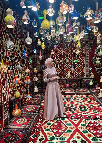 s Beden çeşitli Renk Boncuk İşlemeli Uzun Tesettür Henna Elbise