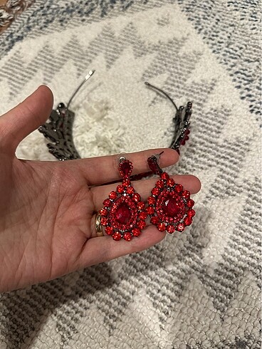  Beden Kına tacı ve küpe 2li set