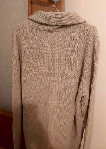 Erkek Bej Örgü ŞAL yaka Hırka - Görsel 4