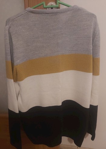 Gri Renk Bloklu Erkek Triko Kazak - Görsel 3