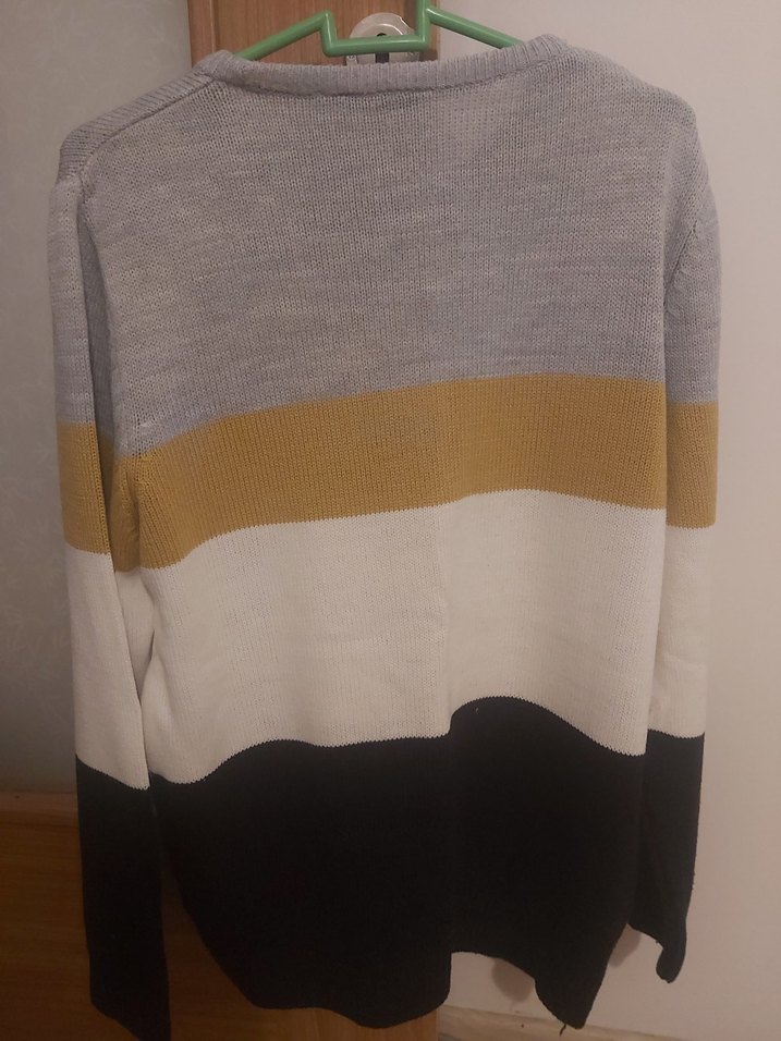 Gri Renk Bloklu Erkek Triko Kazak - Görsel 3