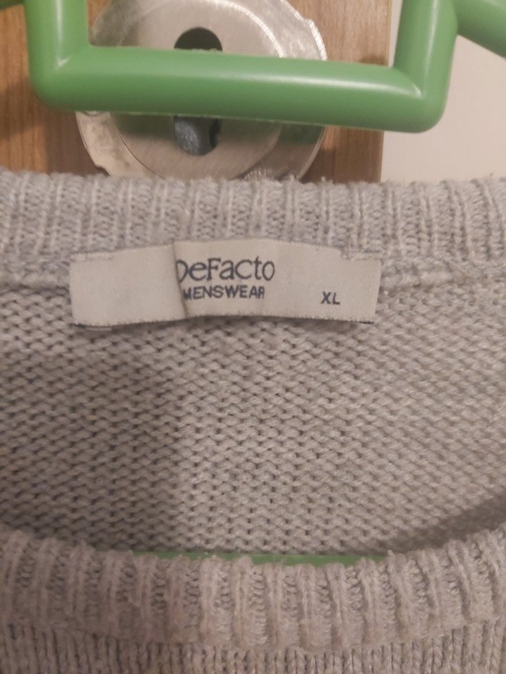 Gri Renk Bloklu Erkek Triko Kazak - Görsel 2