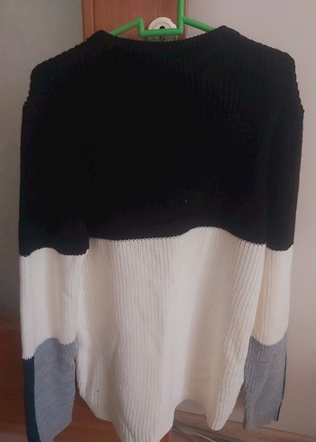 Gri Beyaz Erkek Örgü Triko Kazak - Görsel 2