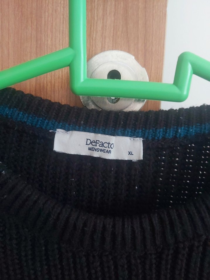 Gri Beyaz Erkek Örgü Triko Kazak - Görsel 3