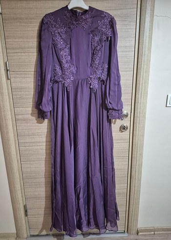 LilaVintage Nakışlı Uzun Abiye Elbise