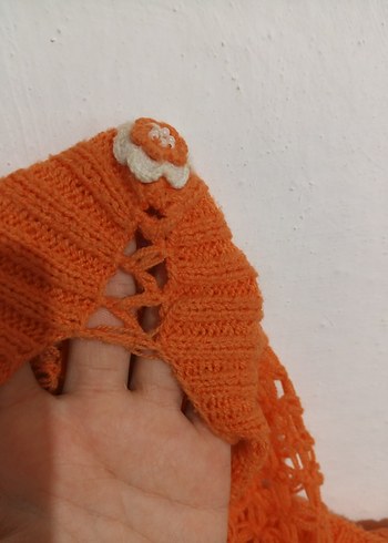 Turuncu Nakışlı Bohem Kız Panço - Görsel 3