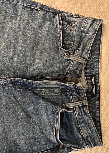 27 Beden Düğmeli Gri Mavi Midi Bol Kesim Kadın Kot Pantolon