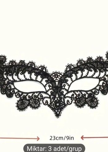 3'lü Siyah Dantel Maske Seti - Görsel 3