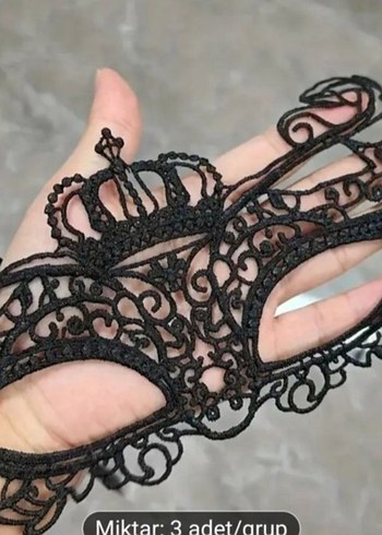 3'lü Siyah Dantel Maske Seti - Görsel 4