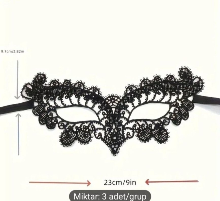 3'lü Siyah Dantel Maske Seti - Görsel 3