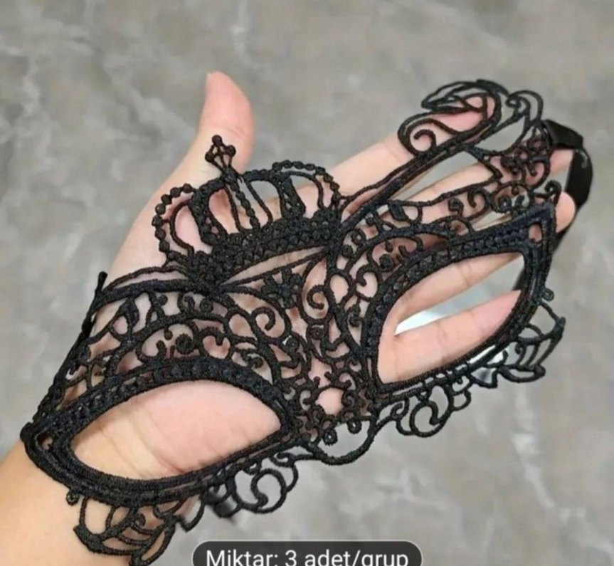 3'lü Siyah Dantel Maske Seti - Görsel 4