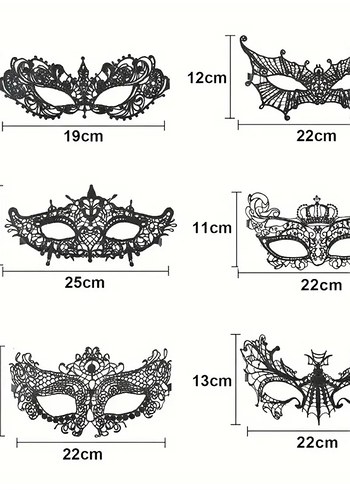 6'lı Siyah Dantel Maskeler Seti - Görsel 4