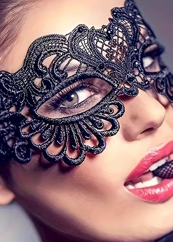 Kadınlar için Siyah Dantel Maske - Görsel 2