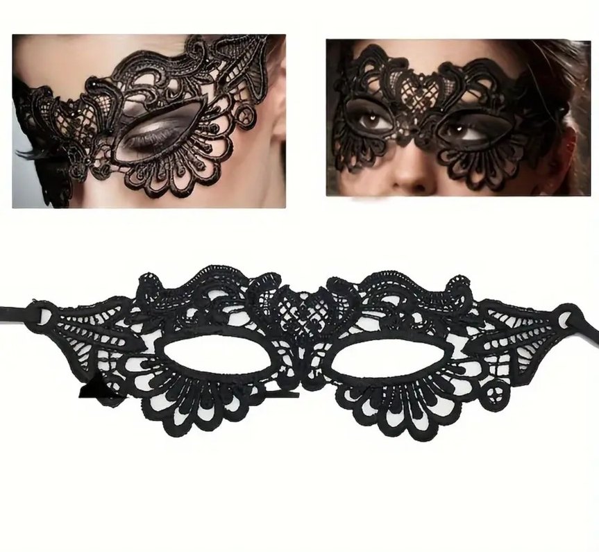 Kadınlar için Siyah Dantel Maske - Görsel 4