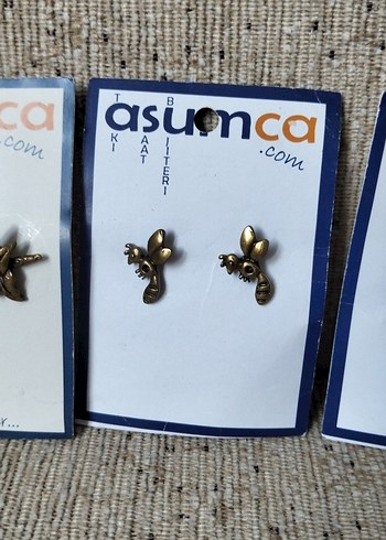 Gold Renk Bohem Minimalist 3'ü beraber Küpeler - Görsel 3